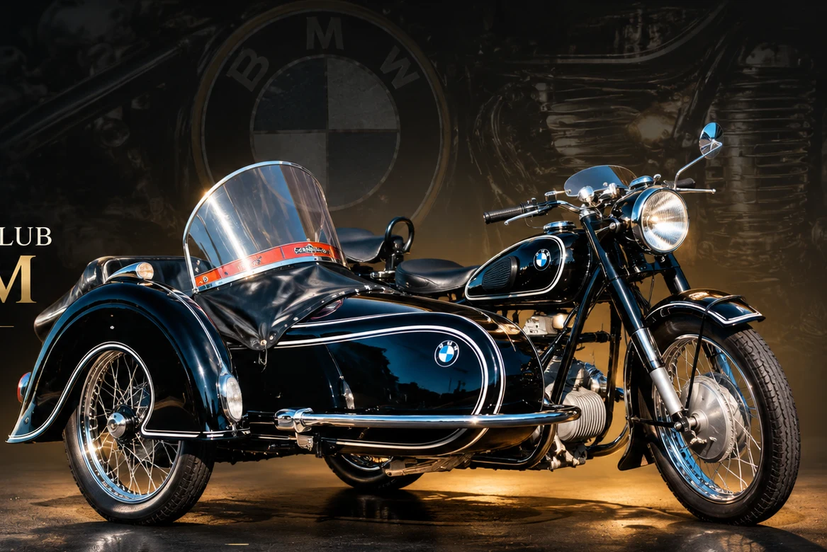 Historisches BMW Motorrad mit Beiwagen